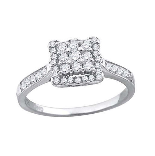 Sterling Silver Women's Cubic Zirconia Square Bridal Anniversary Engagement Wedding Ring
