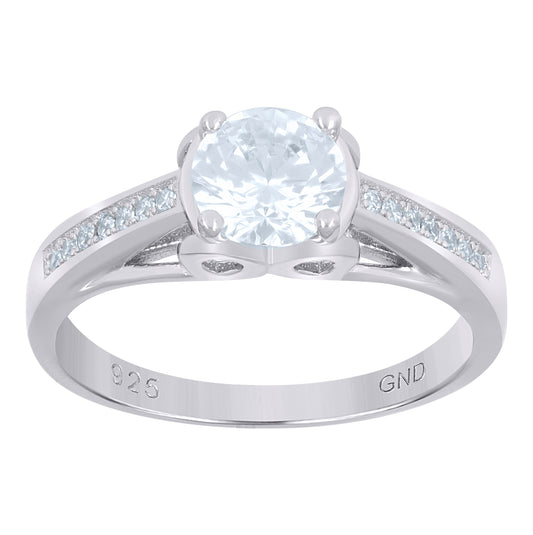 Sterling Silver Women's Cubic-Zirconia Fashion Bridal Anniversary Wedding Engagement Band Ring