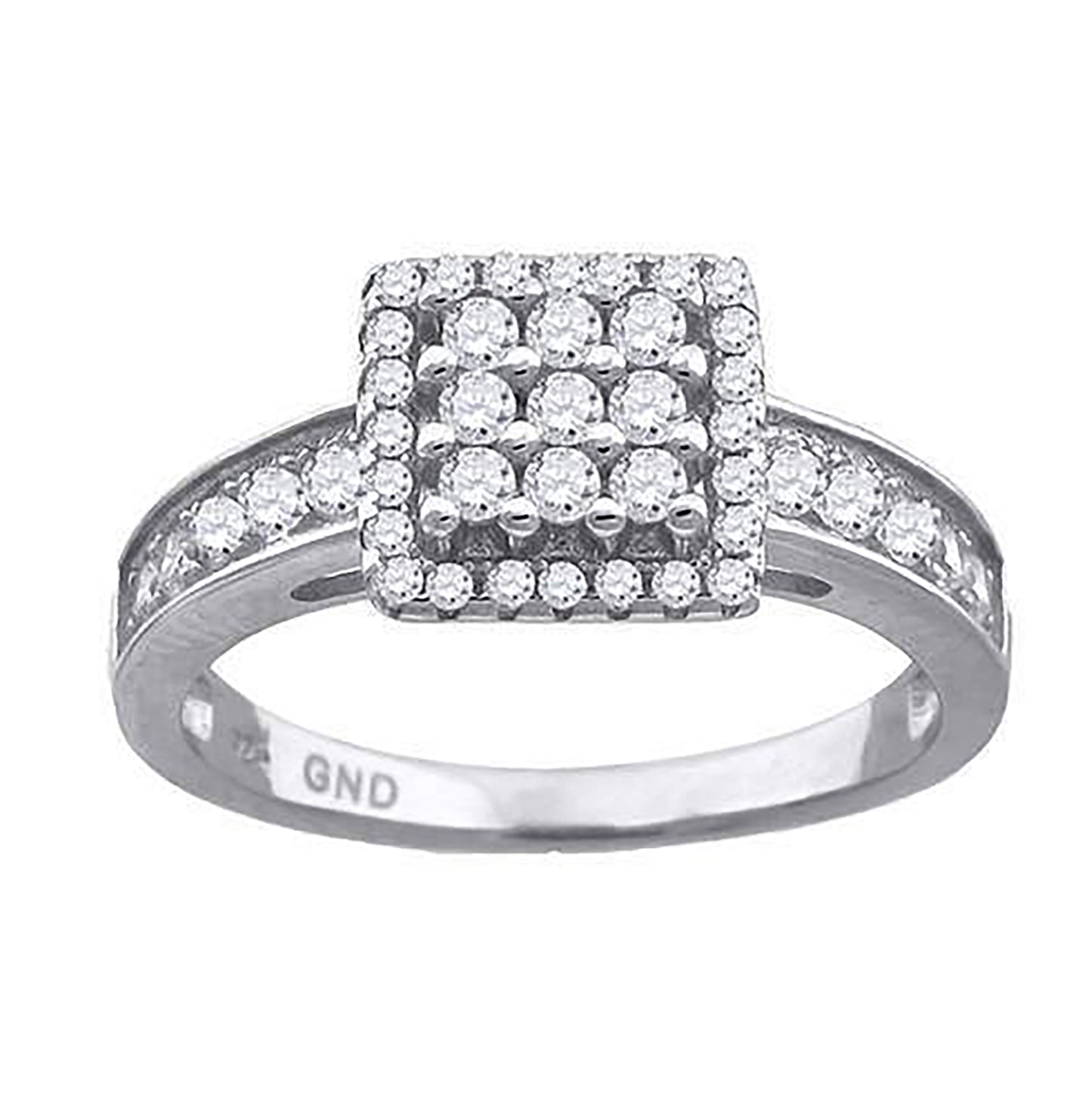 Sterling Silver Womens Cubic-Zirconia Square Head Fashion Bridal Anniversary Wedding Engagement Band Ring