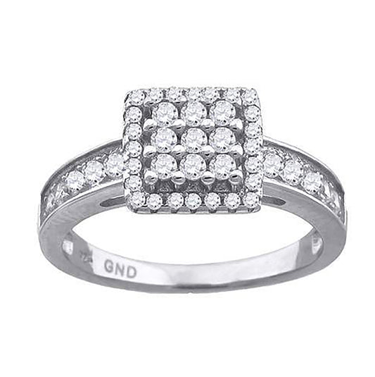 Sterling Silver Womens Cubic-Zirconia Square Head Fashion Bridal Anniversary Wedding Engagement Band Ring