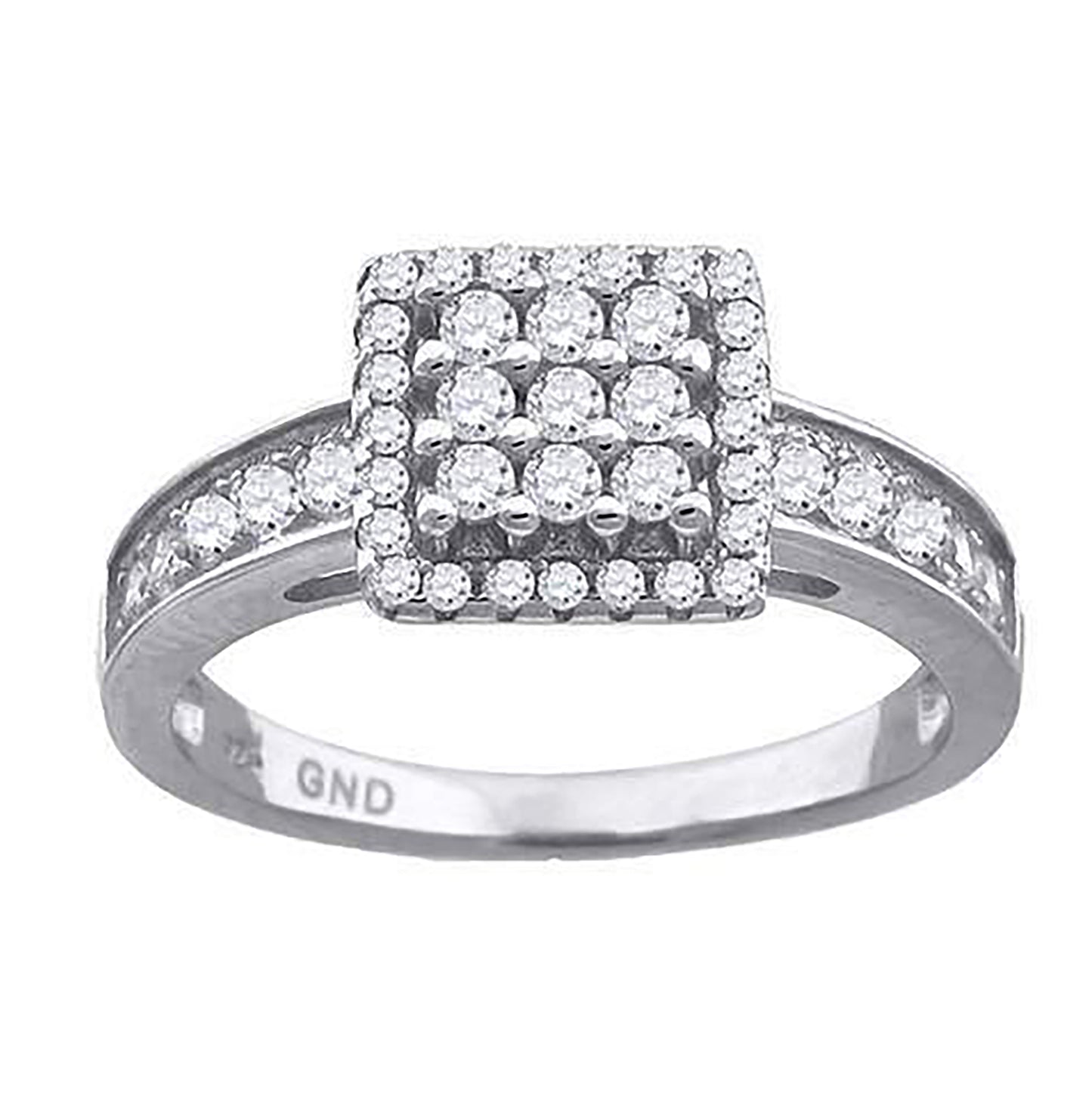 Sterling Silver Womens Cubic-Zirconia Square Head Fashion Bridal Anniversary Wedding Engagement Band Ring