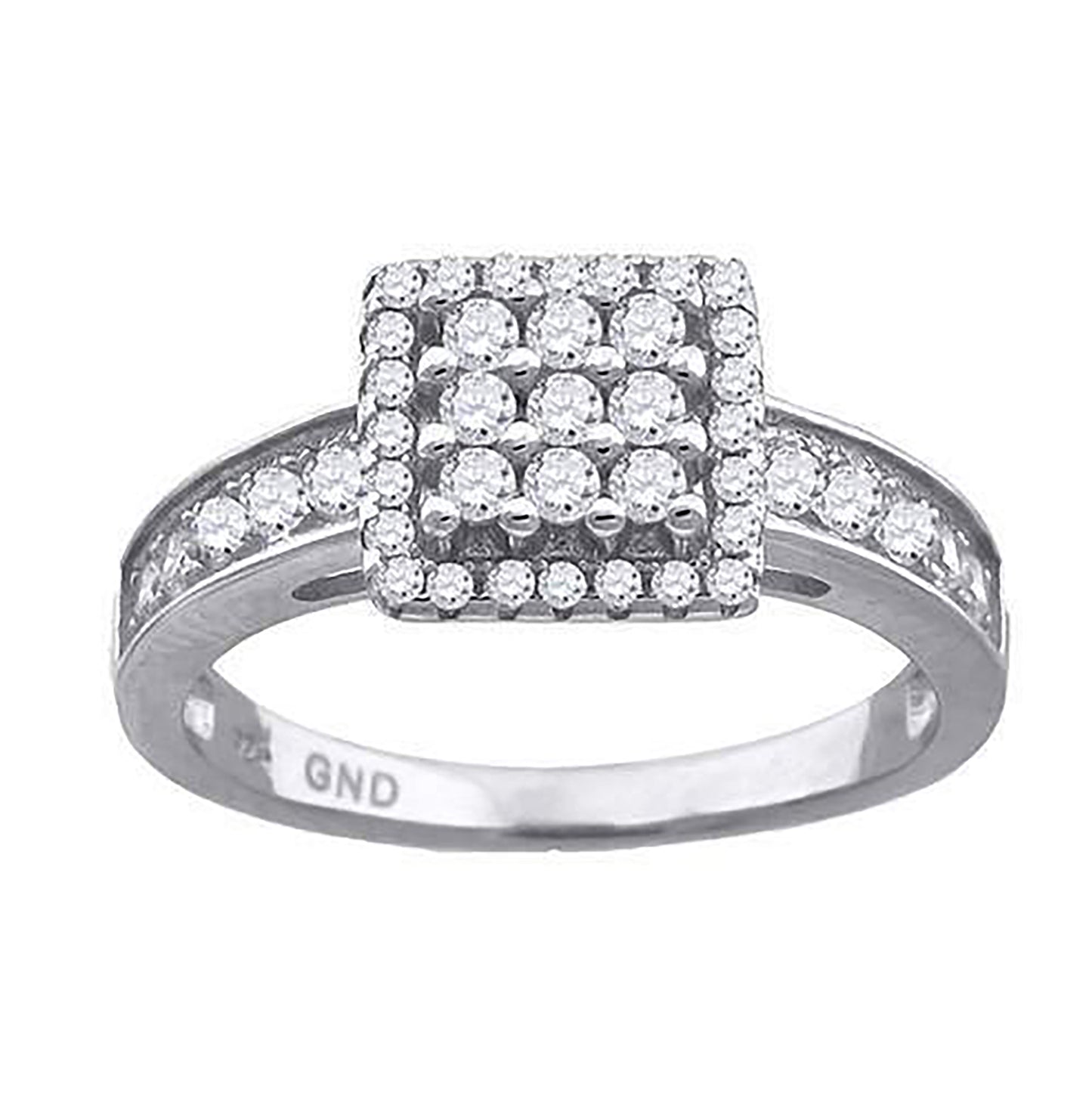 Sterling Silver Womens Cubic-Zirconia Square Head Fashion Bridal Anniversary Wedding Engagement Band Ring