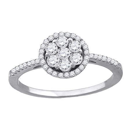Sterling Silver Women's Cubic-Zirconia Floral Fashion Bridal Anniversary Wedding Engagement Band Ring
