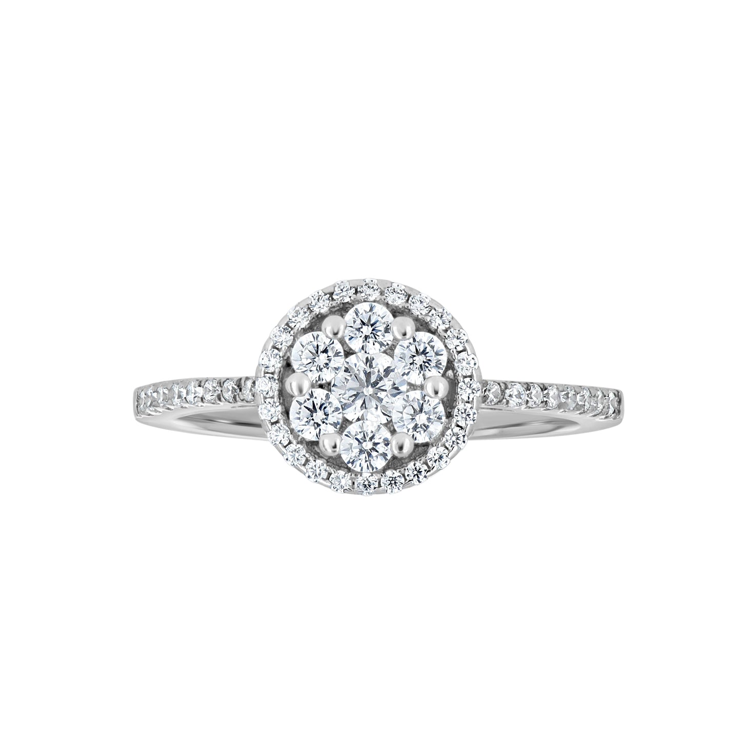 Sterling Silver Women's Cubic-Zirconia Floral Fashion Bridal Anniversary Wedding Engagement Band Ring