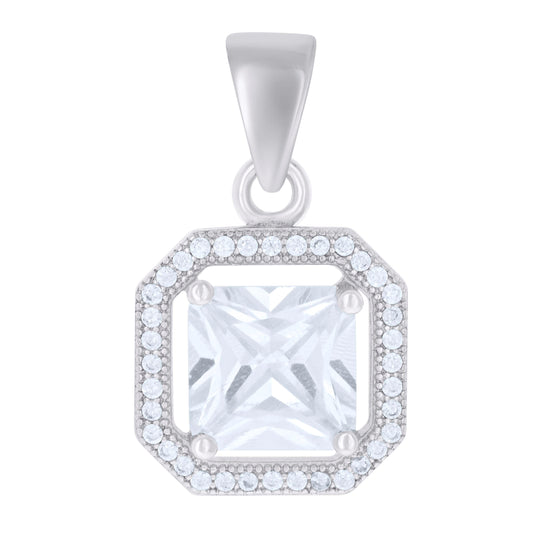 Sterling Silver Womens Cubic-Zirconia Charm Pendant