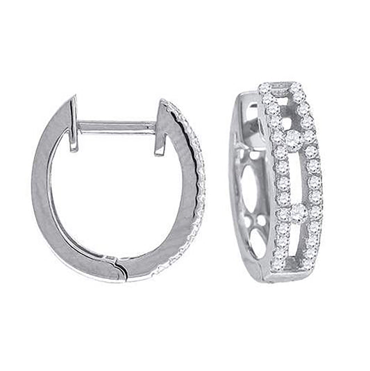 Sterling Silver Womens Cubic Zirconia Huggie Hoop Earrings