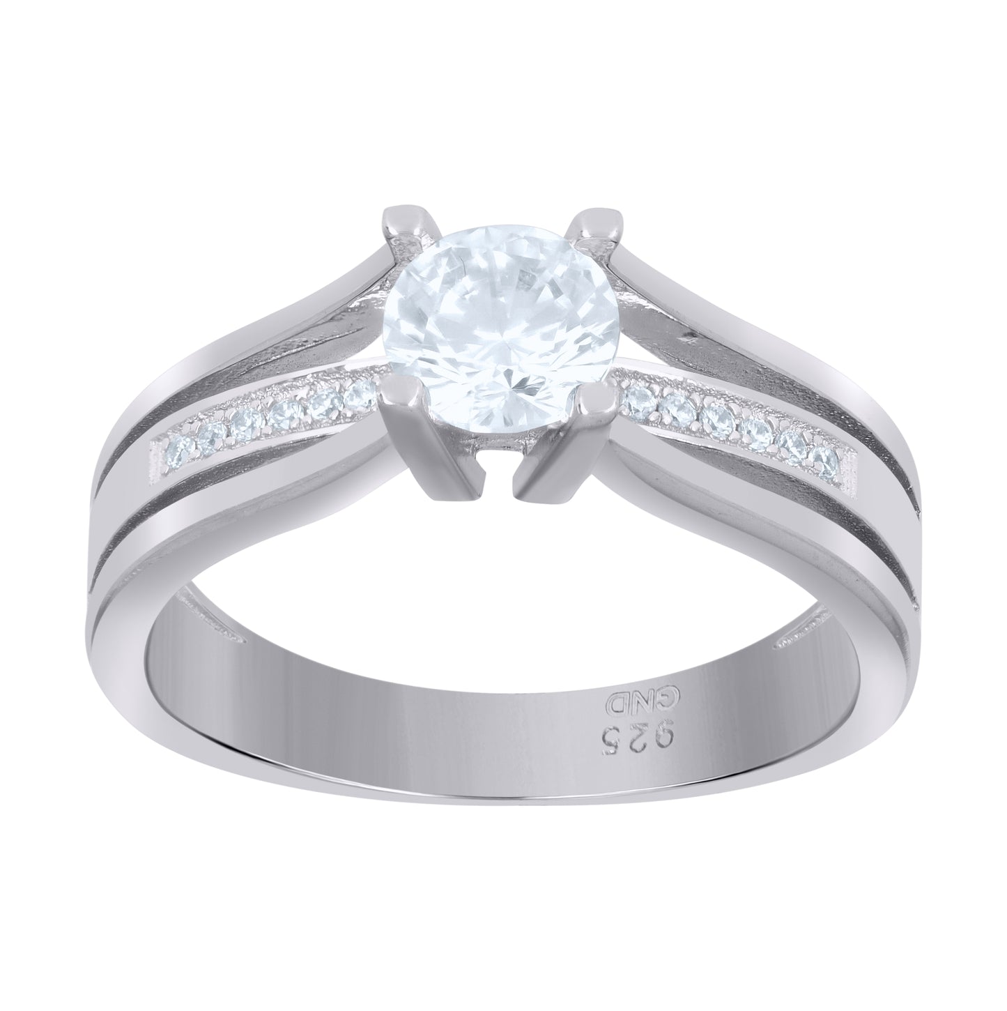 Sterling Silver Women's Cubic-Zirconia Duo Bridal Anniversary Wedding Engagement Band Ring Set