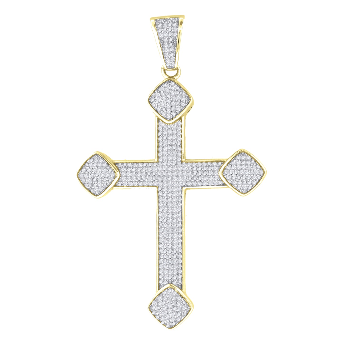 Sterling Silver Or Yellow-Tone Unisex Cubic Zirconia Cross Religious Charm Pendant