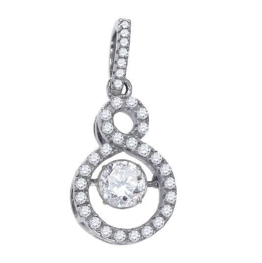 Sterling Silver Womens Sparkling Shaking Cubic Zirconia In Infinity Pendant Charm