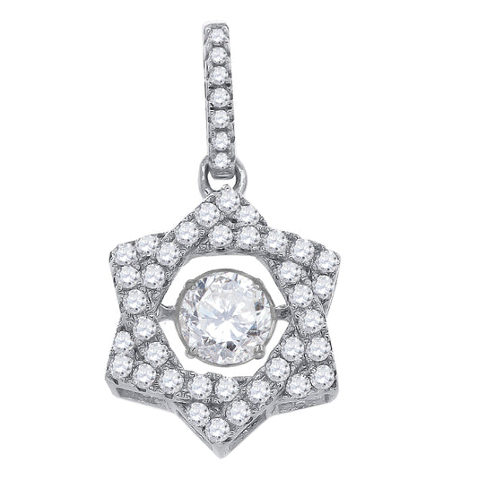 Sterling Silver Womens Cubic Zirconia Star Charm Pendant