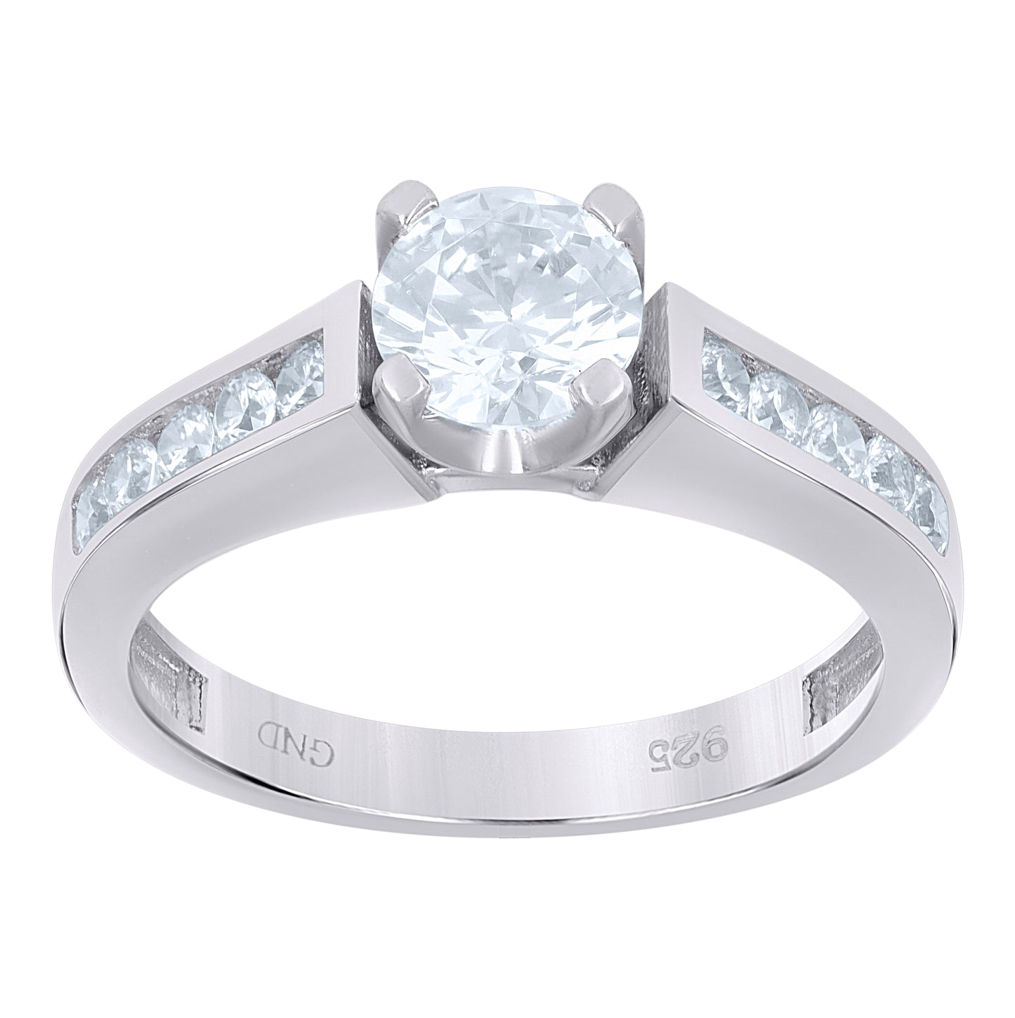 Sterling Silver Women's Cubic-Zirconia Duo Bridal Anniversary Wedding Engagement Band Ring Set