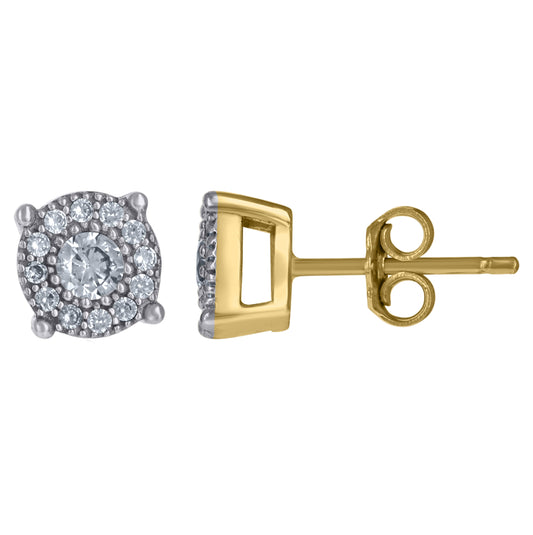 10K Yellow Gold Mens Cubic-Zirconia Fashion Stud Earrings