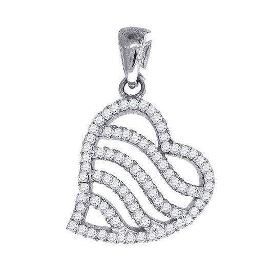 Sterling Silver Womens Cubic-Zirconia Heart Charm Pendant