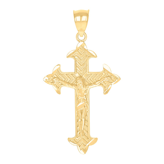 Sterling Silver Yellow Unisex Crucifix Religious Pendant
