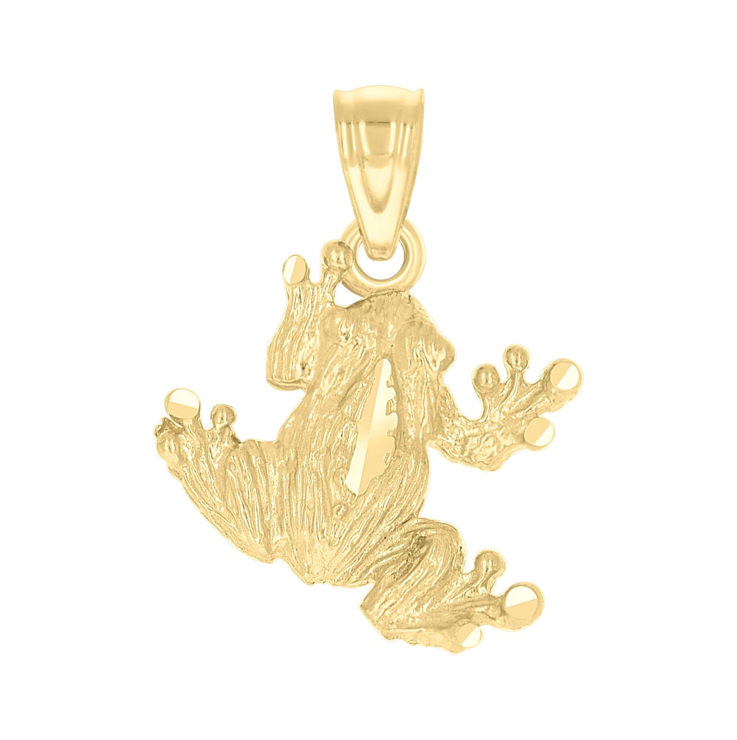 10K Yellow Gold Diamond-Cut Unisex Toad Frog Animal Charm Pendant