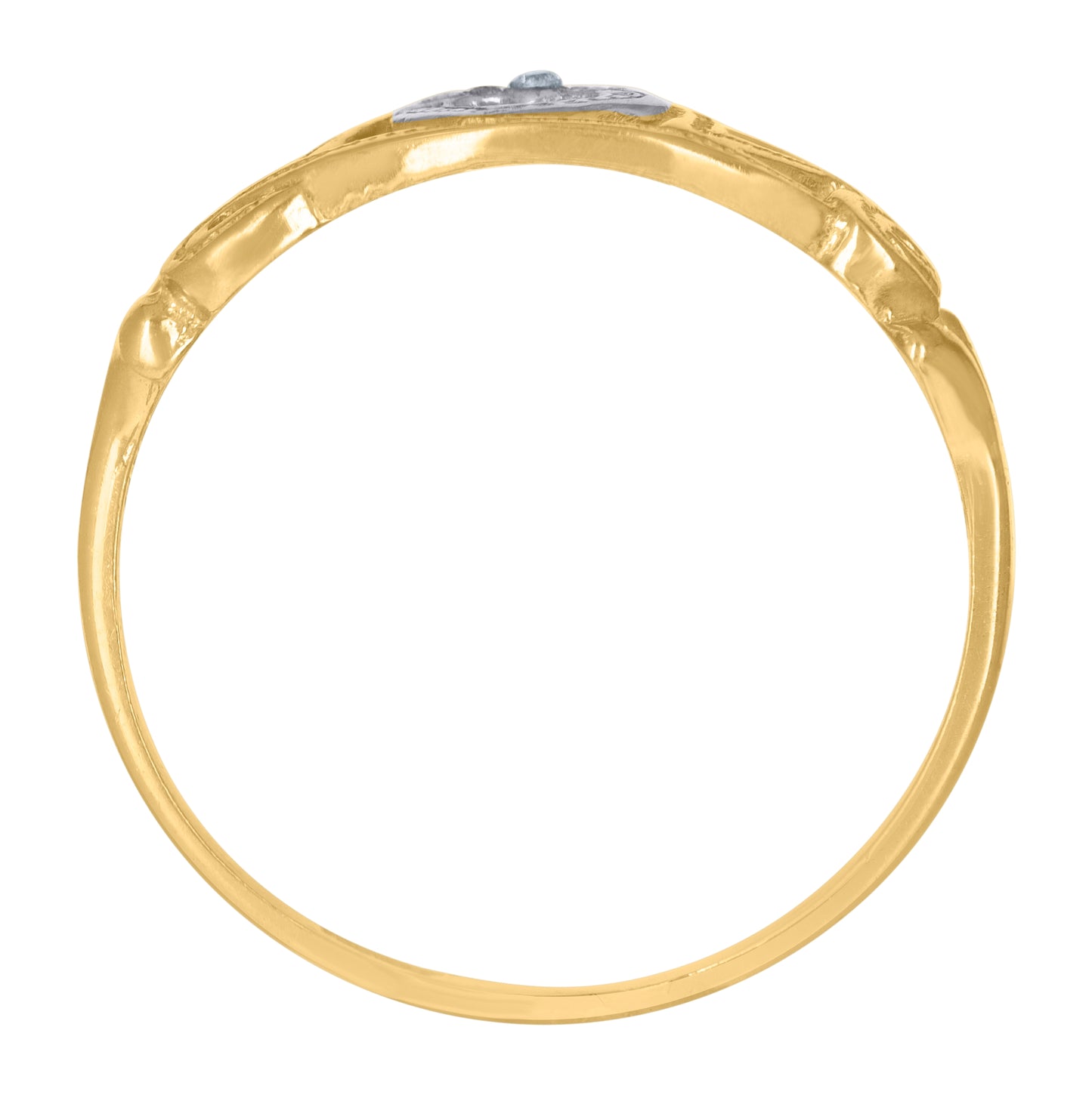 10K Two-Tone Gold Womens Cubic-Zirconia Love Heart Ring