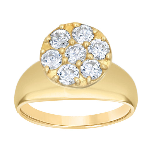 10K Two-Tone Gold Womens Round Cubic Zirconia Engagement Ring