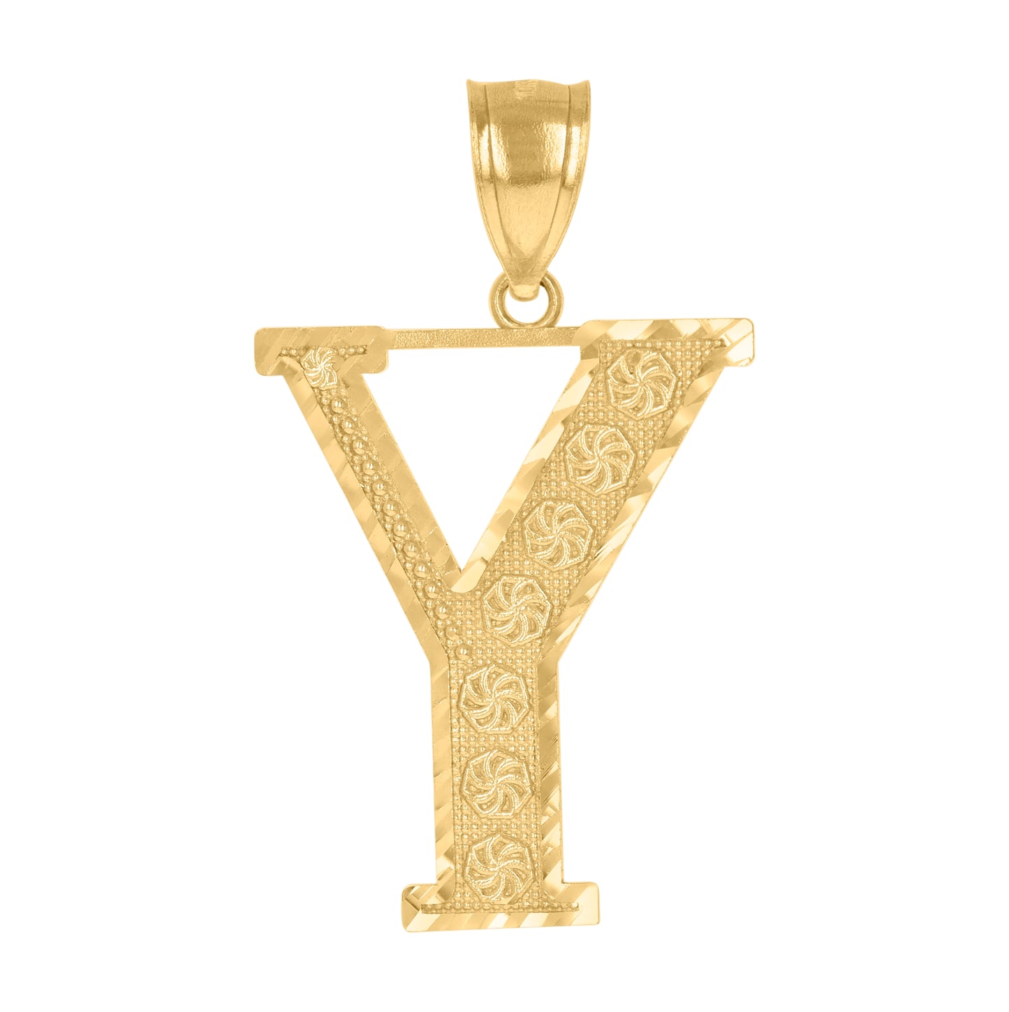 10K Yellow Gold Unisex Initial Alphabet Charm Pendant