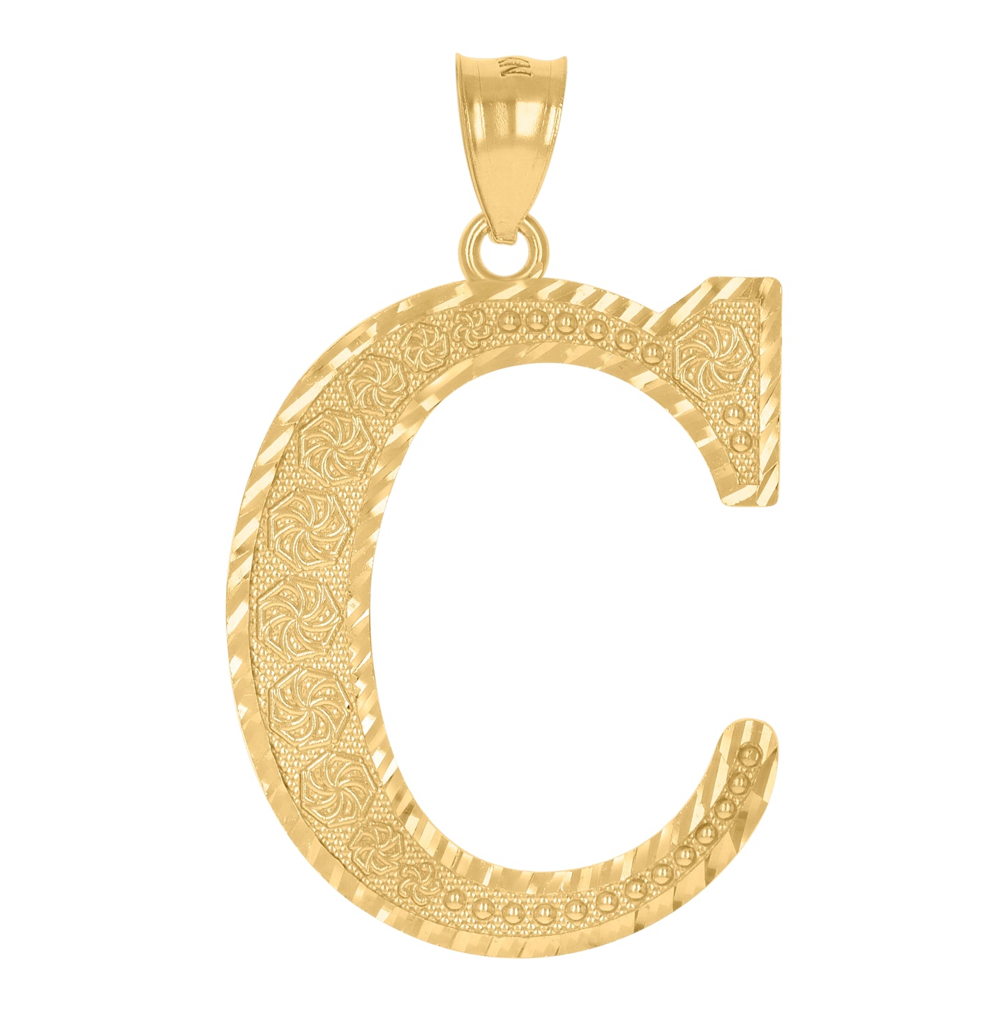 10K Yellow Gold Unisex Initial Alphabet Charm Pendant