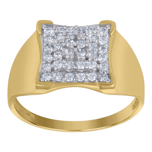 10K Two-Tone Gold Mens Cubic Zirconia Engagement Ring