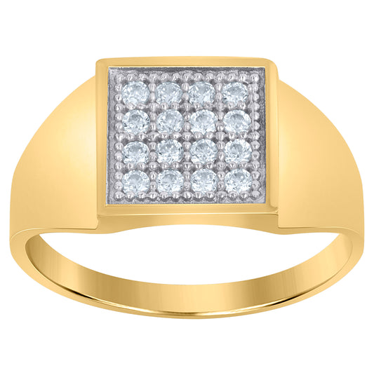 10K Two-Tone Gold Mens Cubic Zirconia Square Head Engagement Ring
