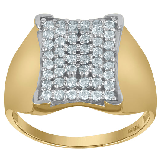 10K Two-Tone Gold Mens Cubic Zirconia Engagement Ring