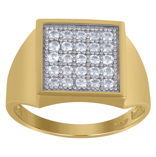 10K Two-Tone Gold Mens Cubic Zirconia Square Head Engagement Ring