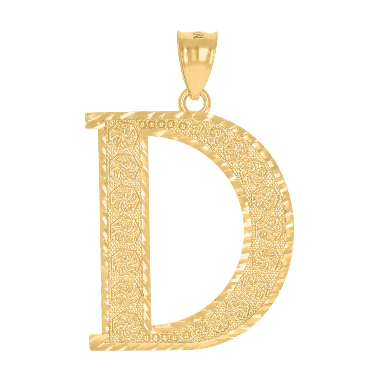 10K Yellow Gold Unisex Initial Alphabet Charm Pendant