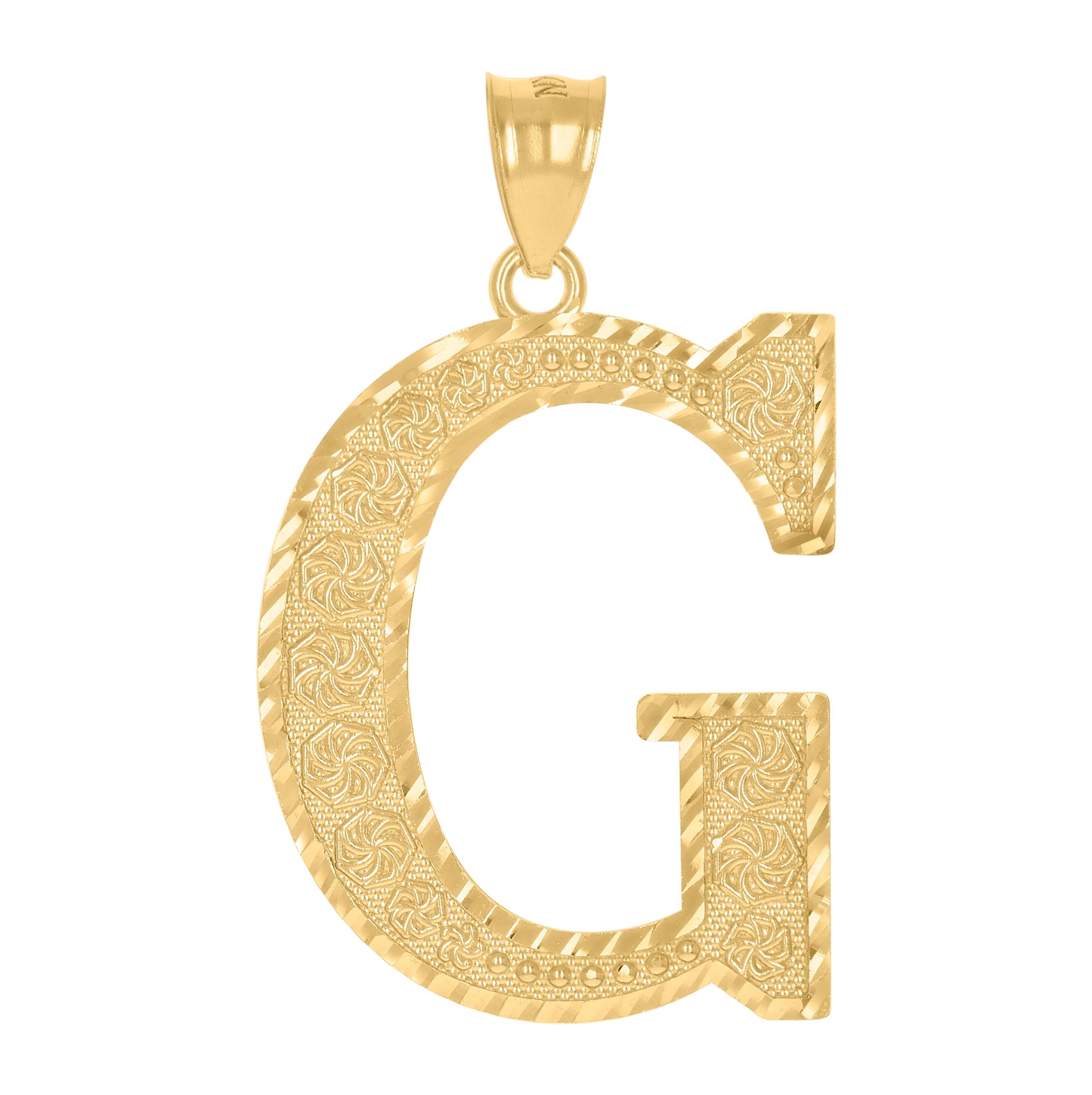 10K Yellow Gold Unisex Initial Alphabet Charm Pendant