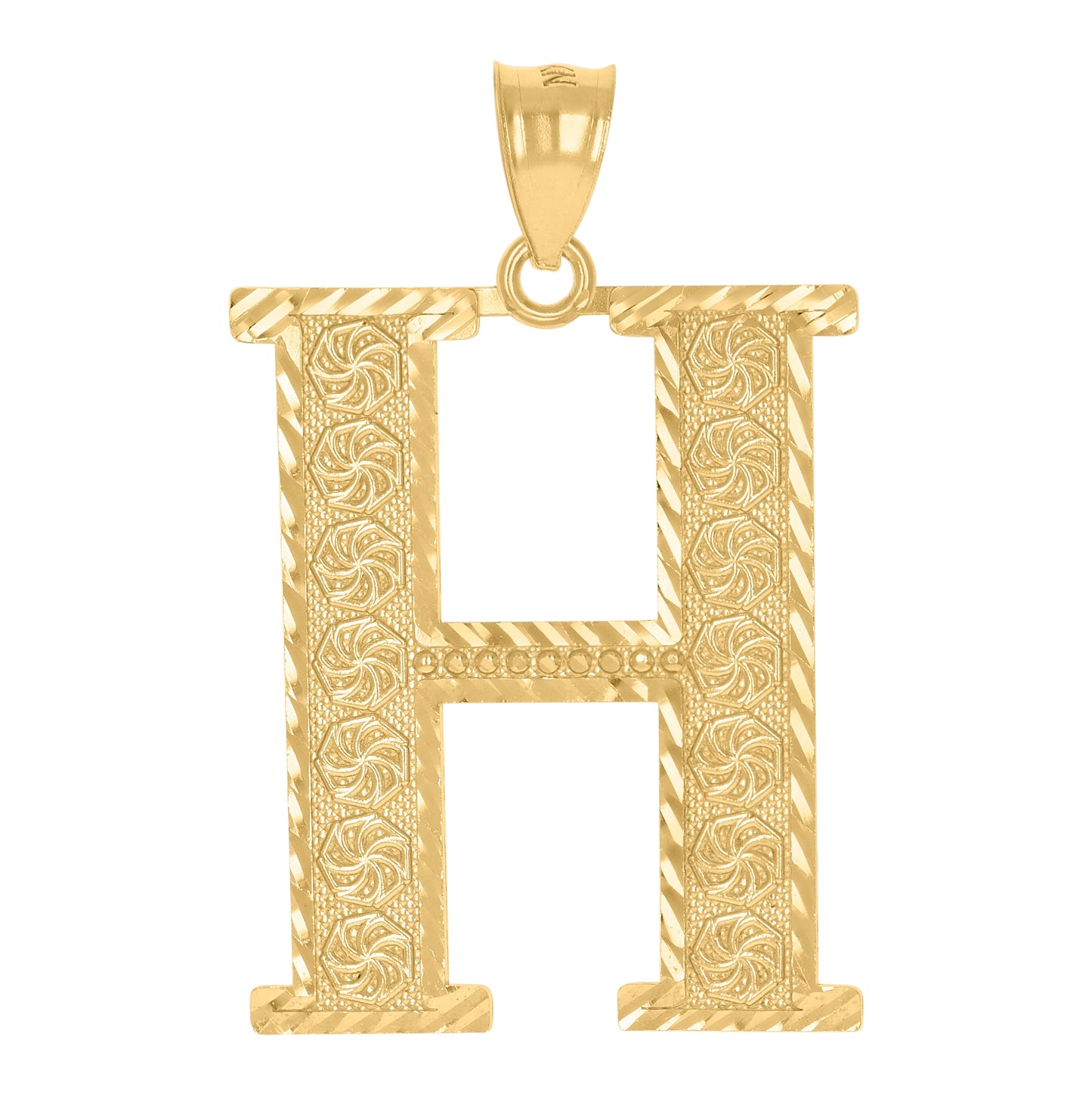 10K Yellow Gold Unisex Initial Alphabet Charm Pendant