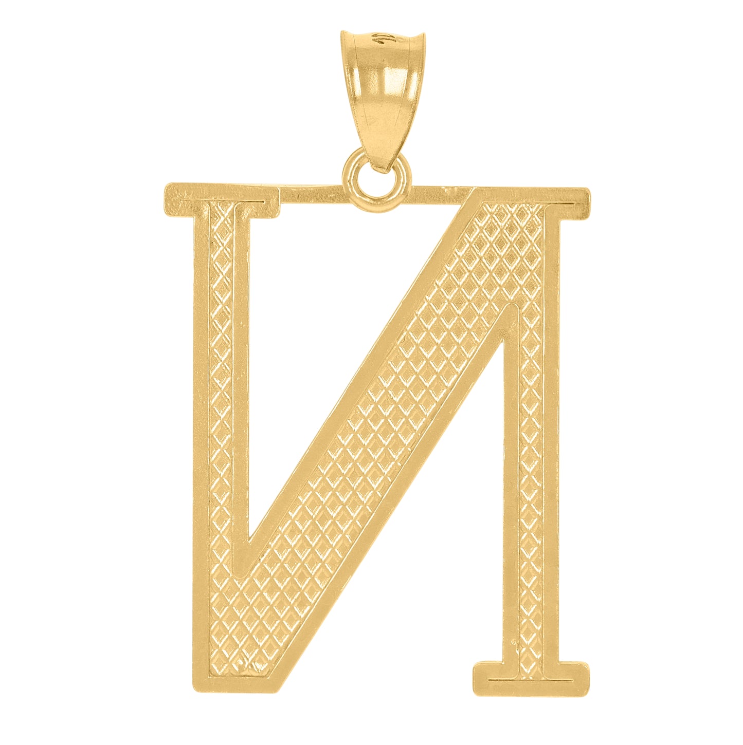 10K Yellow Gold Unisex Initial Alphabet Charm Pendant