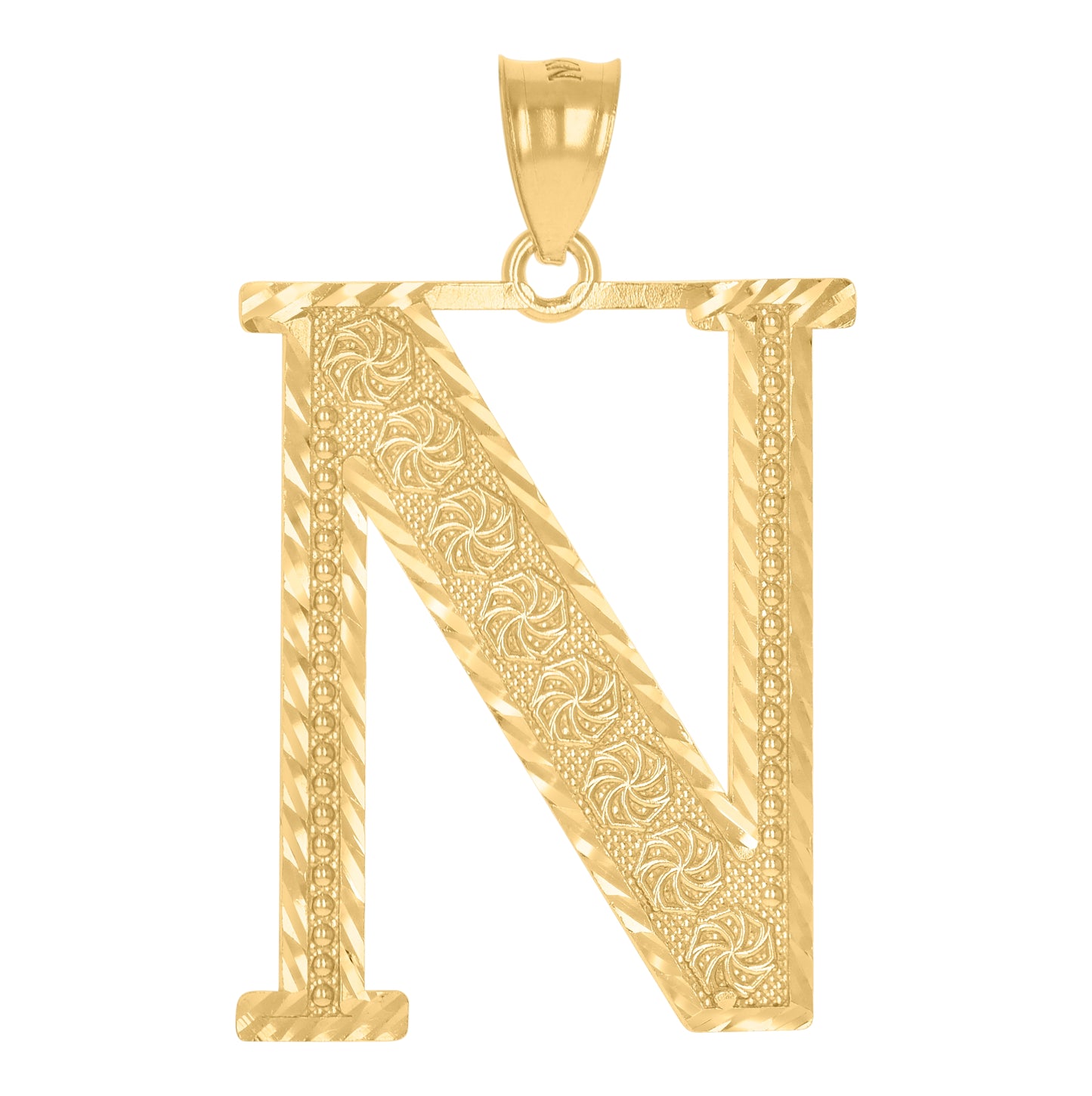 10K Yellow Gold Unisex Initial Alphabet Charm Pendant