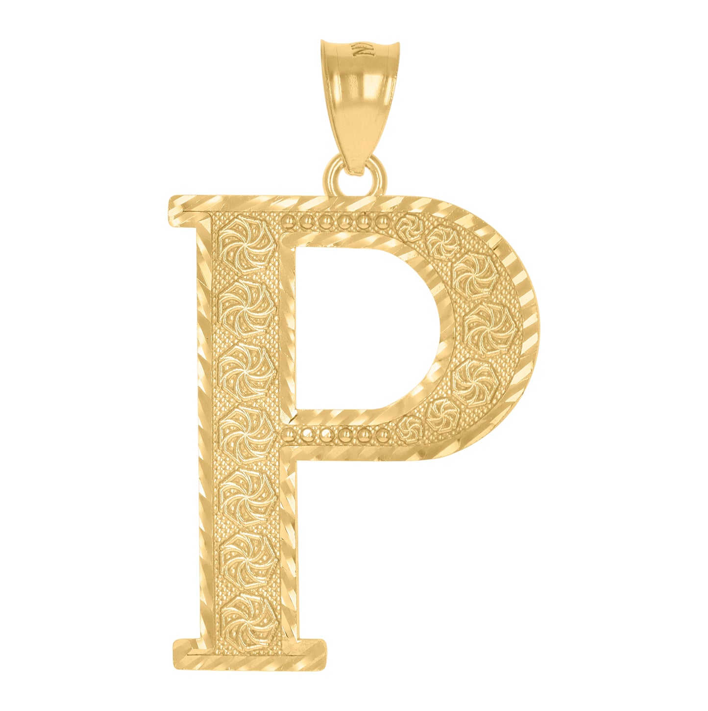 10K Yellow Gold Unisex Initial Alphabet Charm Pendant