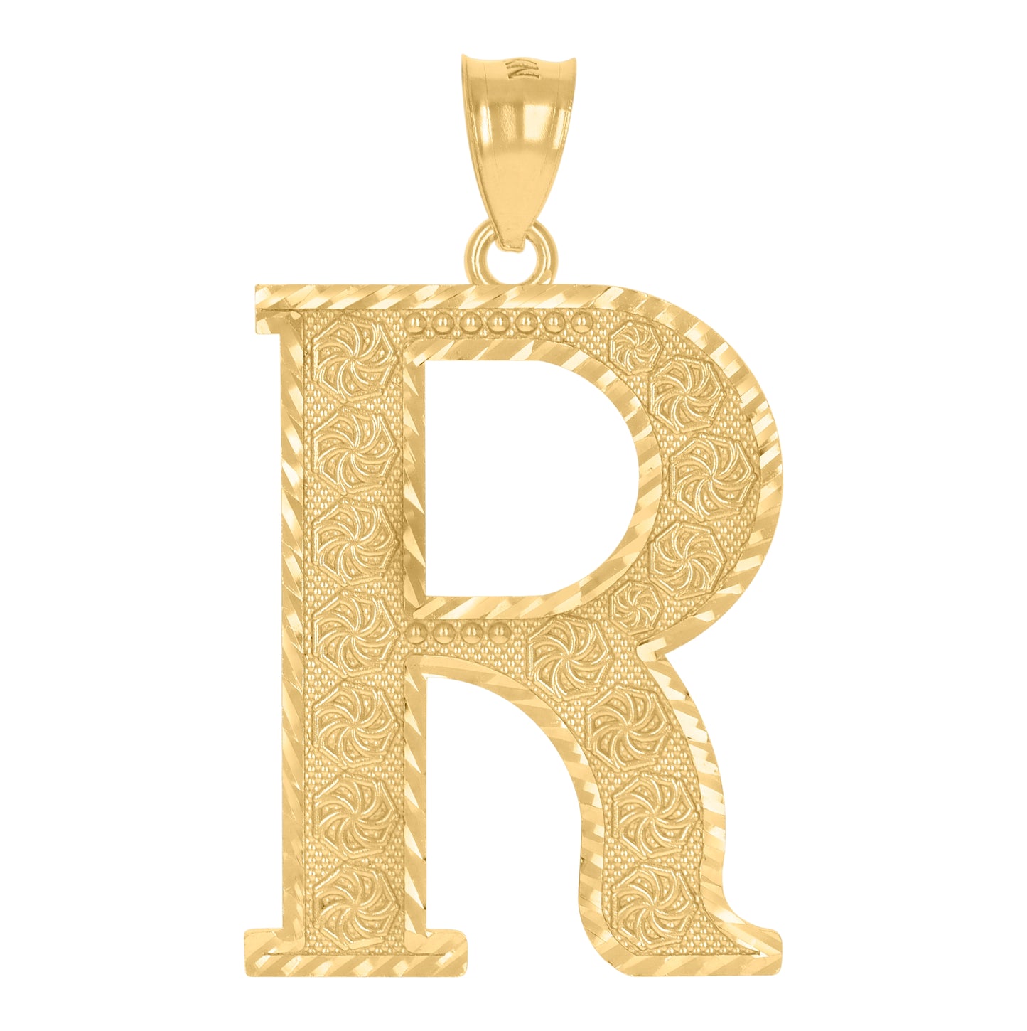 10K Yellow Gold Unisex Initial Alphabet Charm Pendant