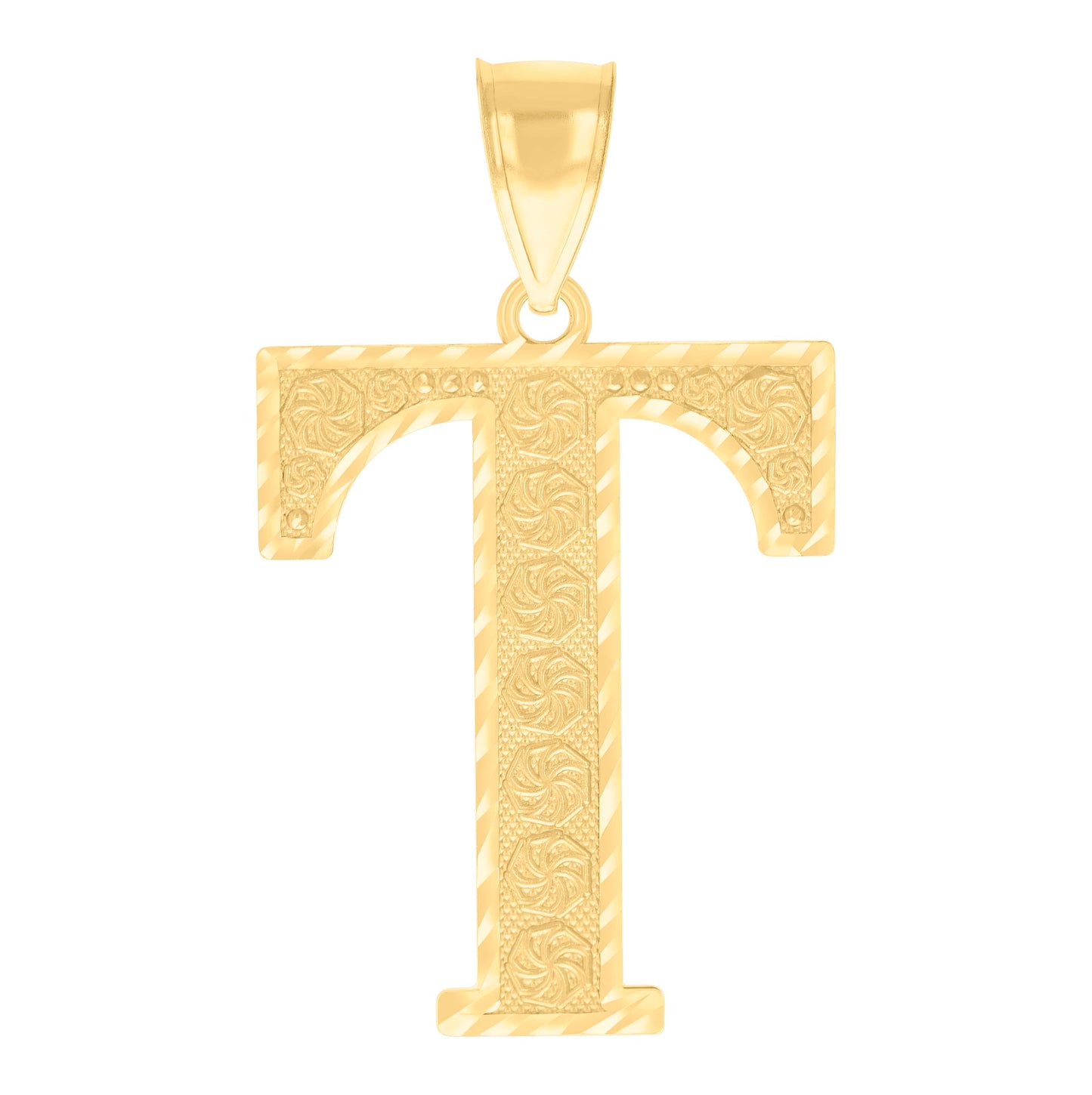 10K Yellow Gold Unisex Initial Alphabet Charm Pendant