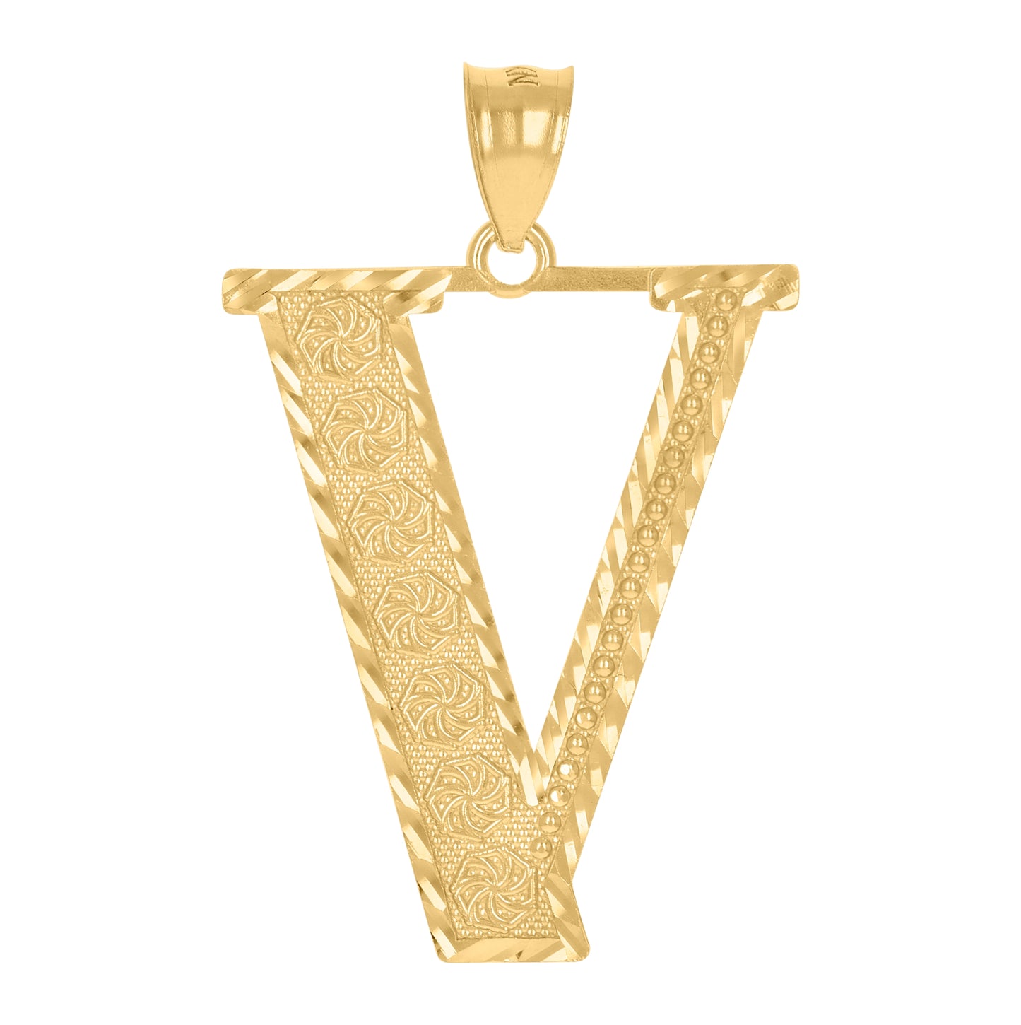 10K Yellow Gold Unisex Initial Alphabet Charm Pendant