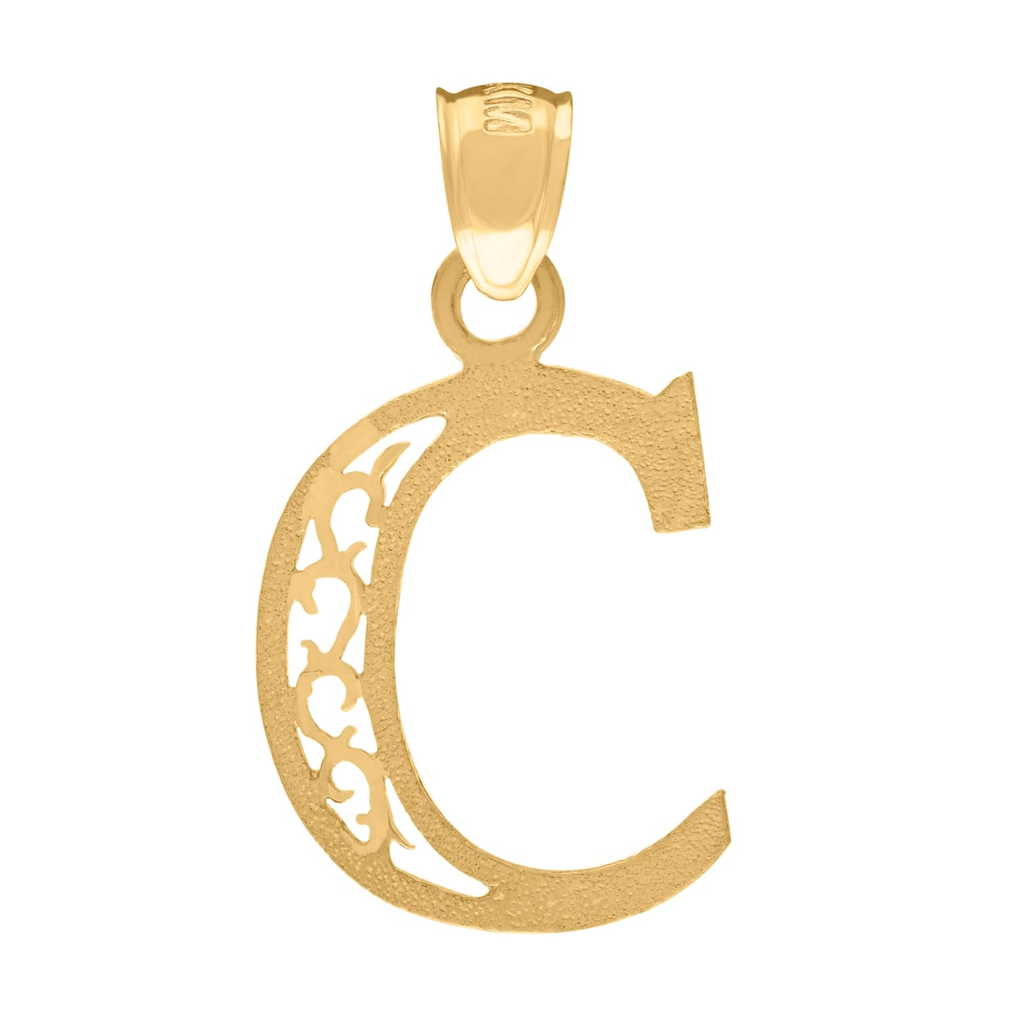 10K Yellow Gold Unisex Initial Letter Charm Pendant
