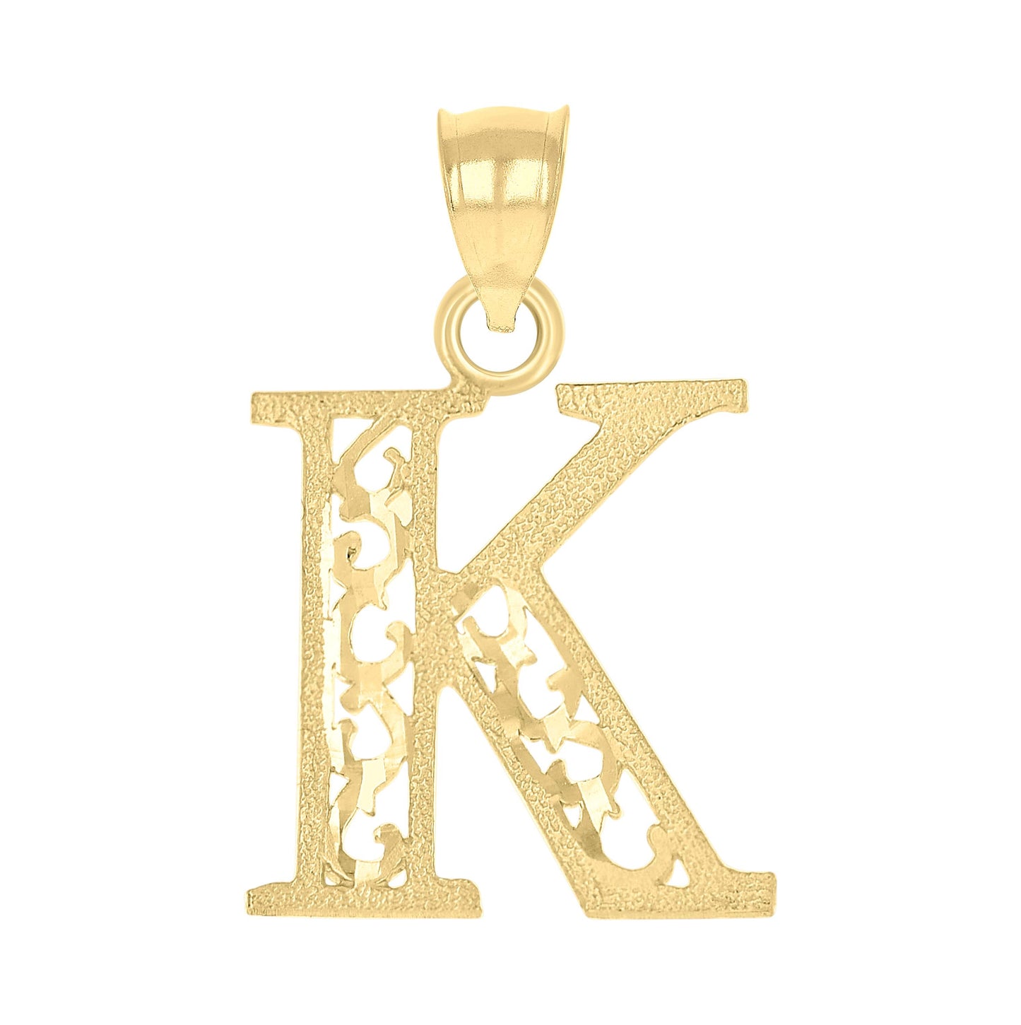 10K Yellow Gold Unisex Initial Letter Charm Pendant