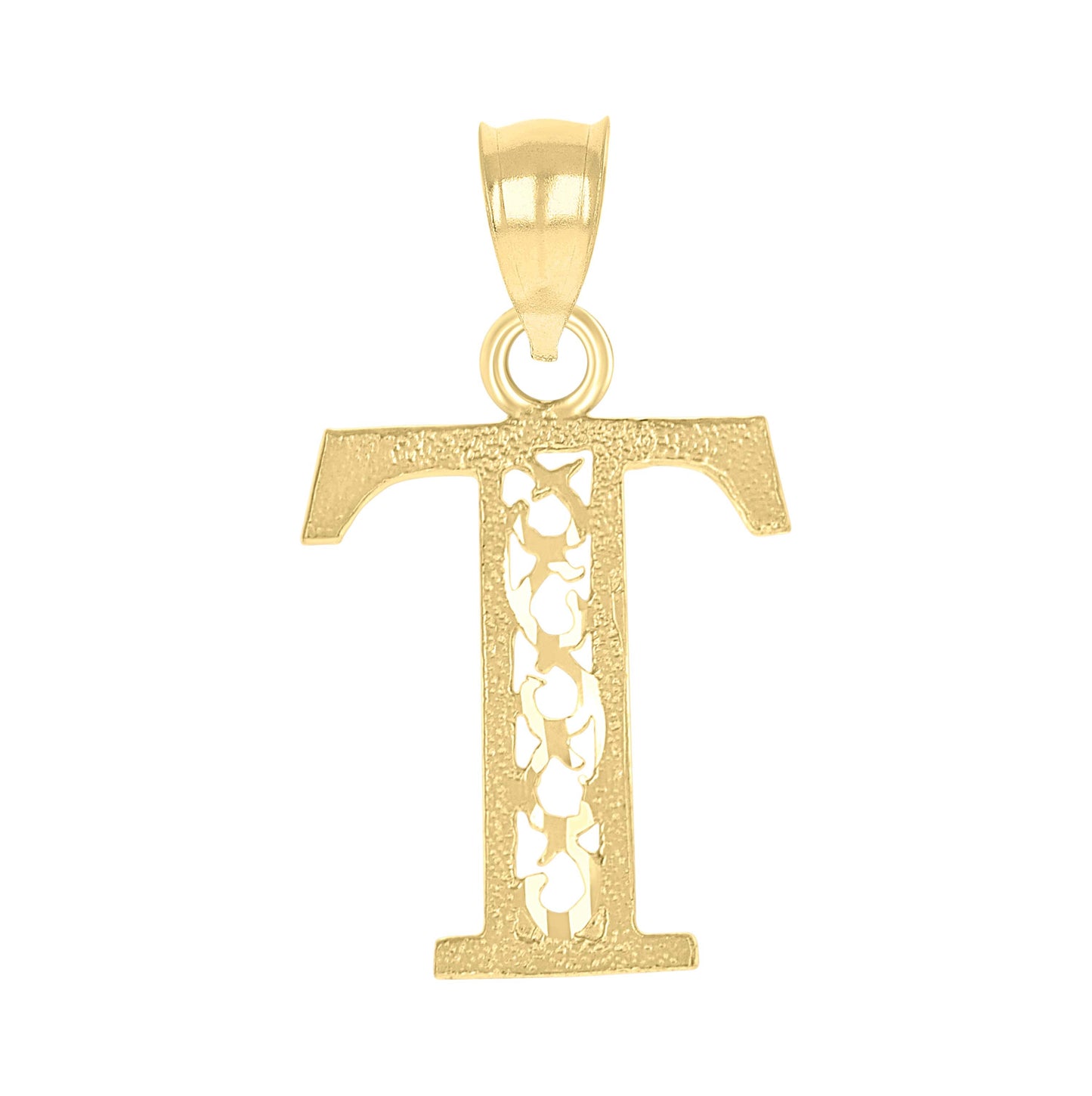 10K Yellow Gold Unisex Initial Letter Charm Pendant