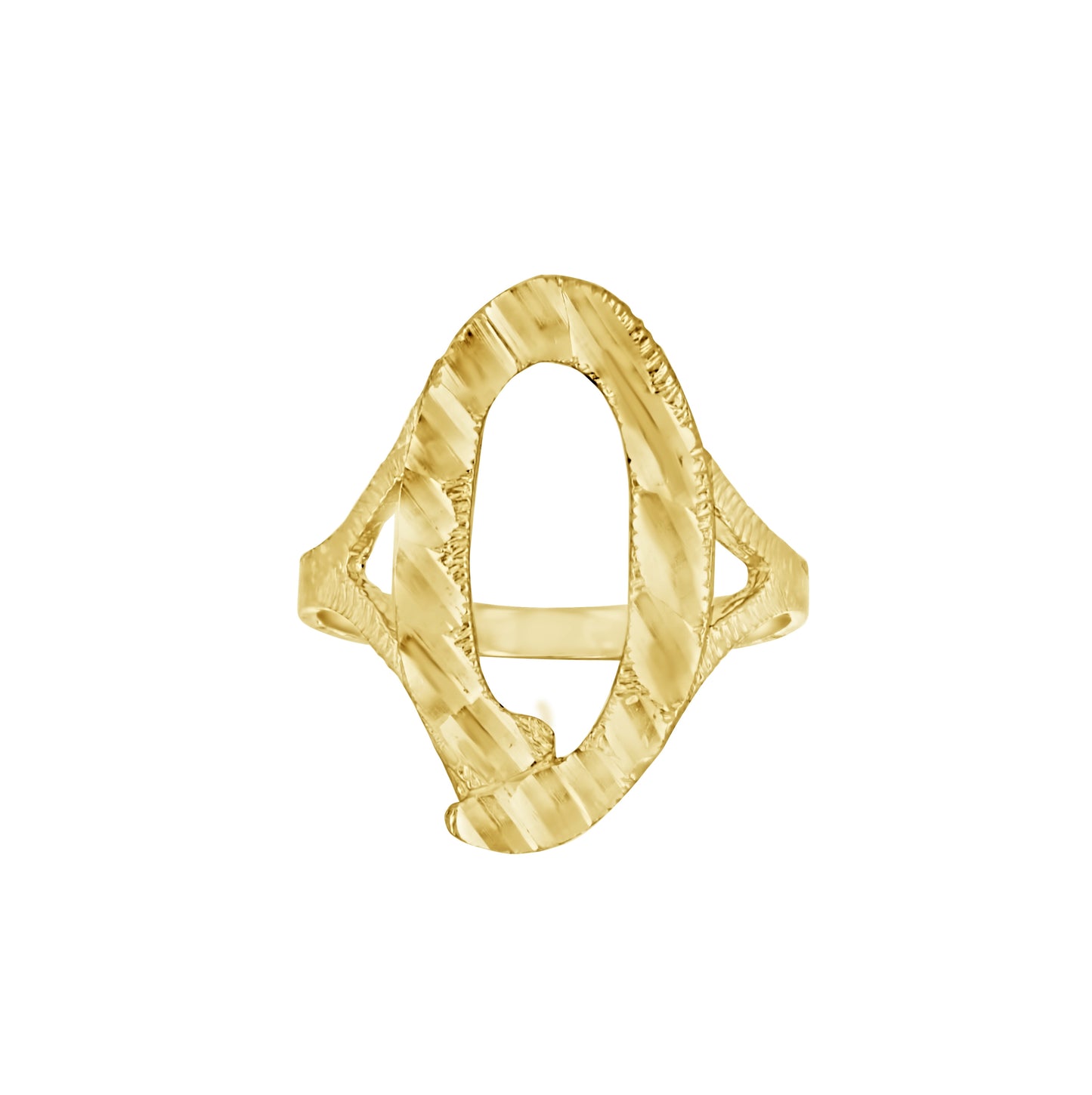 10K Yellow Gold Womens Diamond-Cut Textured Initial Letter Bridal Anniversary Engagement Wedding Band Ring