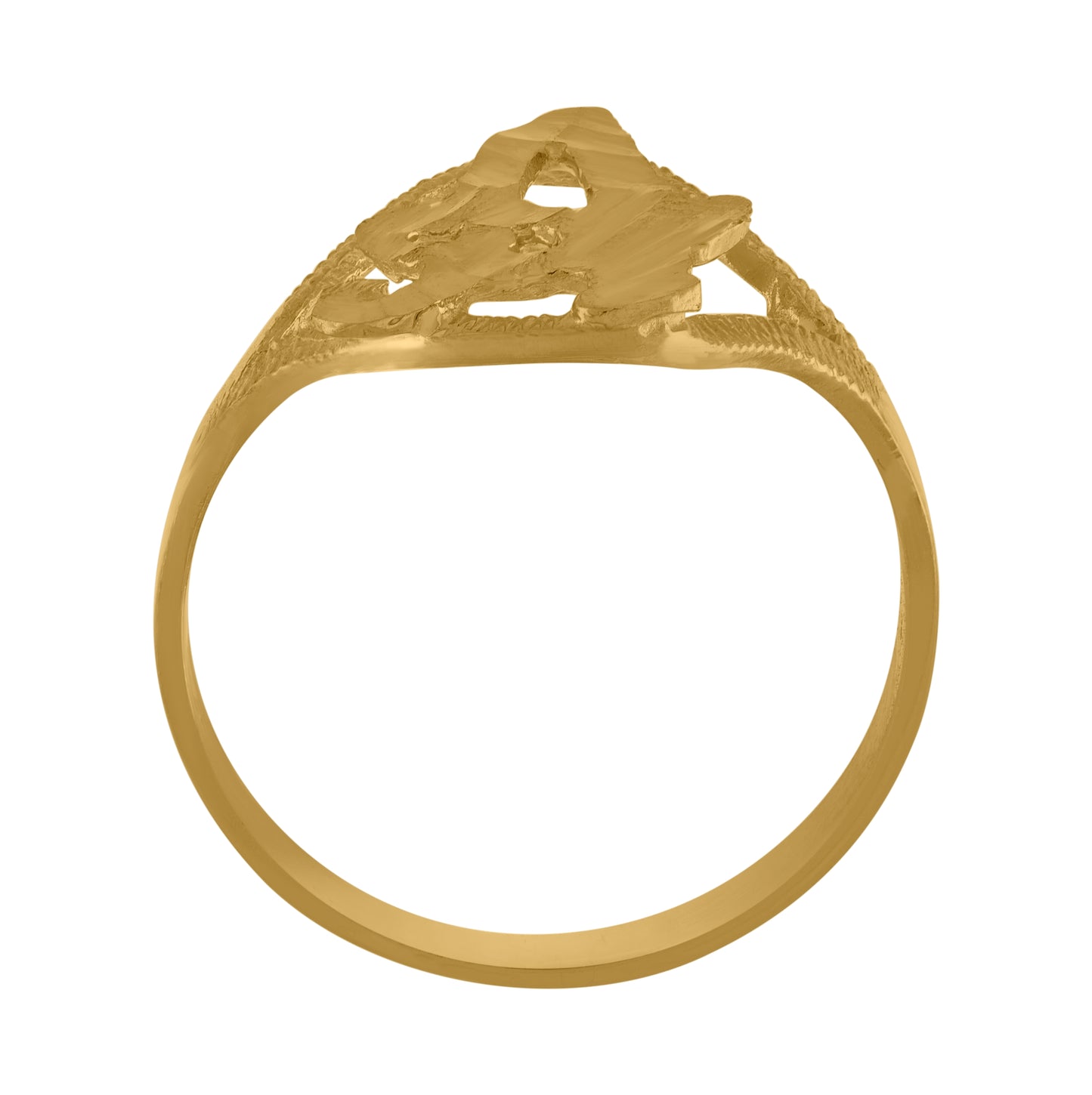10K Yellow Gold Womens Diamond-Cut Textured Initial Letter Bridal Anniversary Engagement Wedding Band Ring