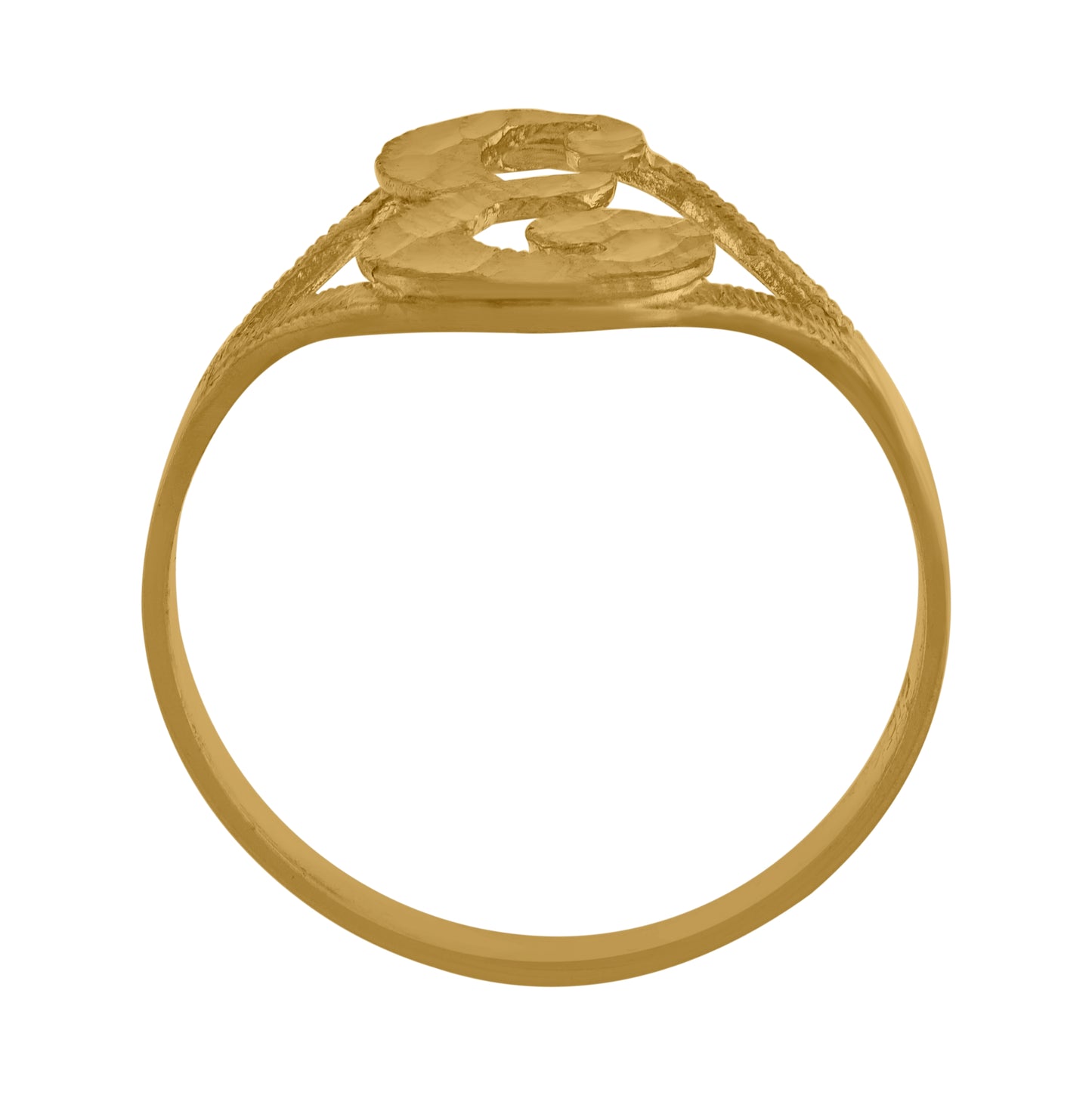 10K Yellow Gold Womens Diamond-Cut Textured Initial Letter Bridal Anniversary Engagement Wedding Band Ring