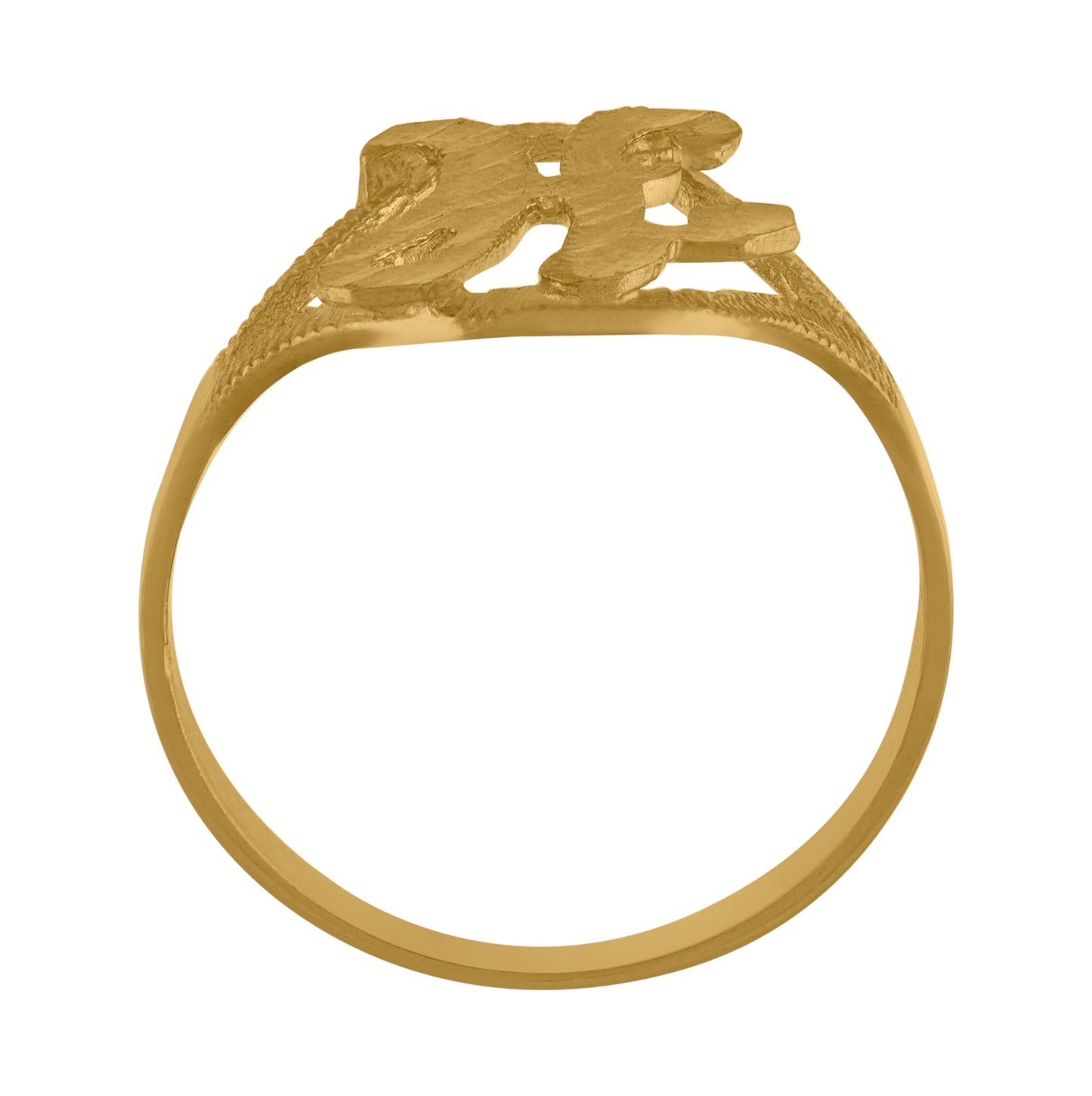 10K Yellow Gold Womens Diamond-Cut Textured Initial Letter Bridal Anniversary Engagement Wedding Band Ring