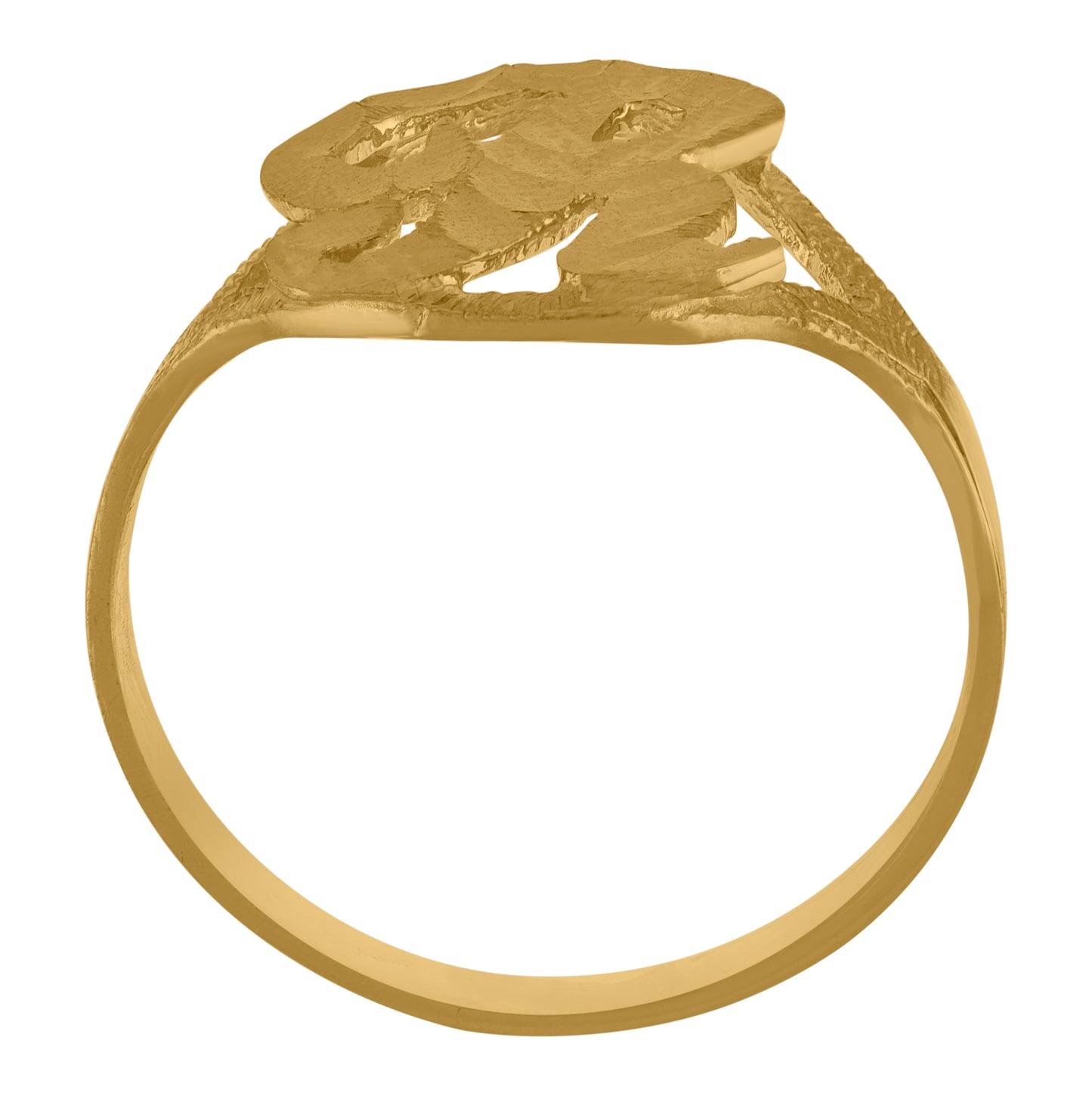 10K Yellow Gold Womens Diamond-Cut Textured Initial Letter Bridal Anniversary Engagement Wedding Band Ring