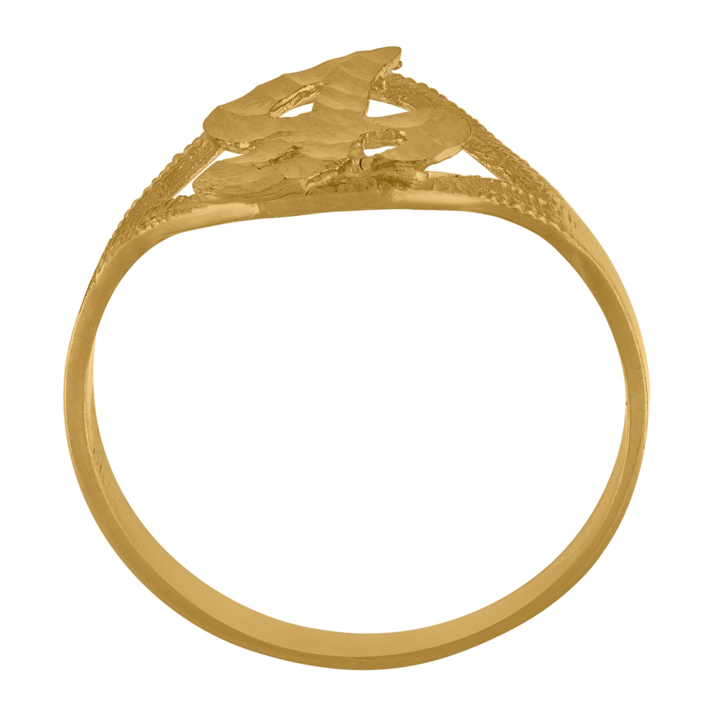 10K Yellow Gold Womens Diamond-Cut Textured Initial Letter Bridal Anniversary Engagement Wedding Band Ring