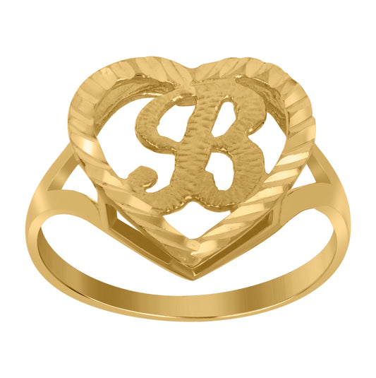 10K Yellow Gold Unisex Initial Alphabet Bridal Anniversary Engagement Wedding Ring