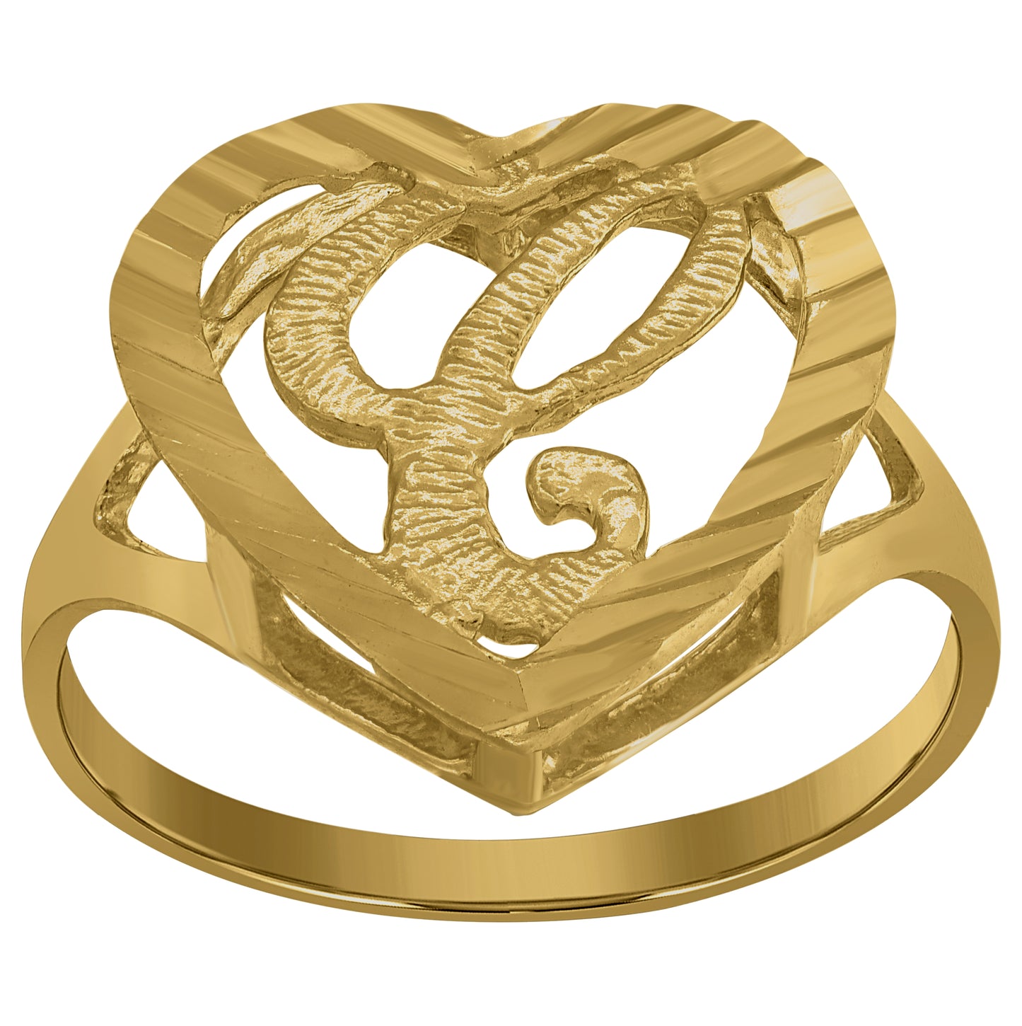 10K Yellow Gold Unisex Initial Alphabet Bridal Anniversary Engagement Wedding Ring