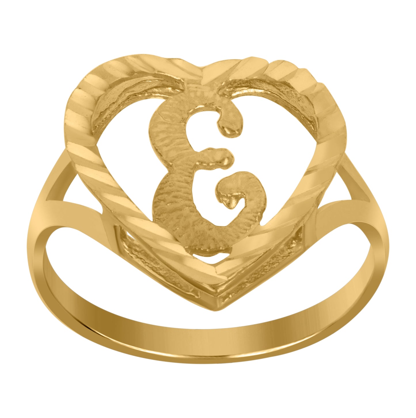 10K Yellow Gold Unisex Initial Alphabet Bridal Anniversary Engagement Wedding Ring