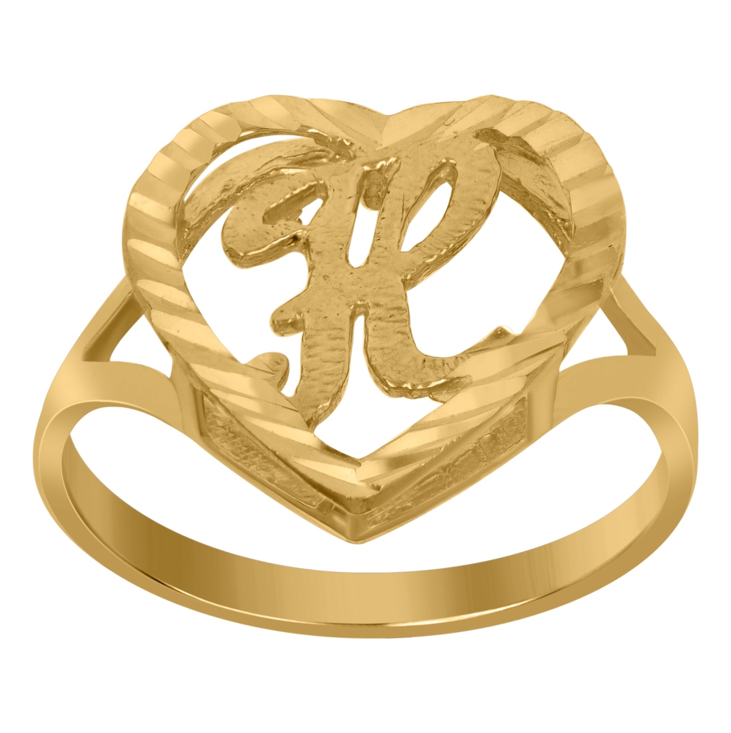 10K Yellow Gold Unisex Initial Alphabet Bridal Anniversary Engagement Wedding Ring