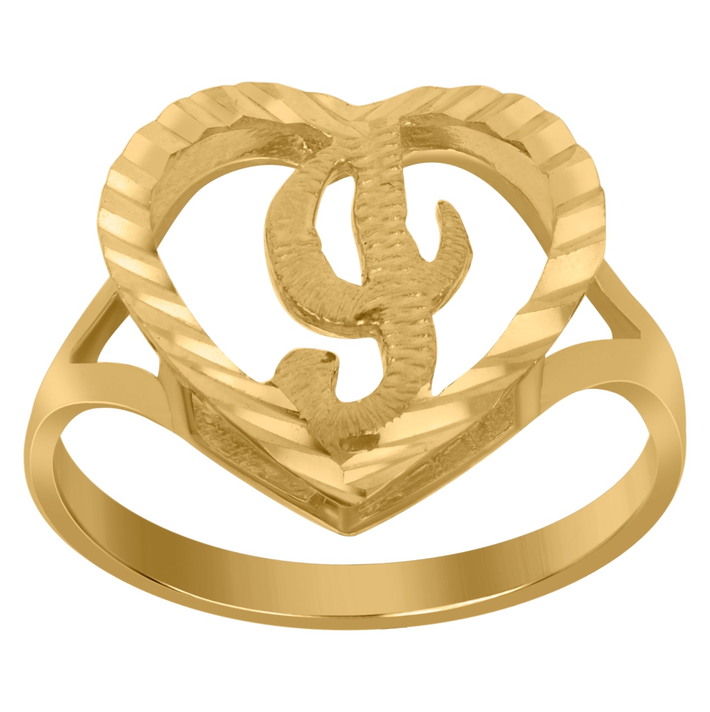 10K Yellow Gold Unisex Initial Alphabet Bridal Anniversary Engagement Wedding Ring